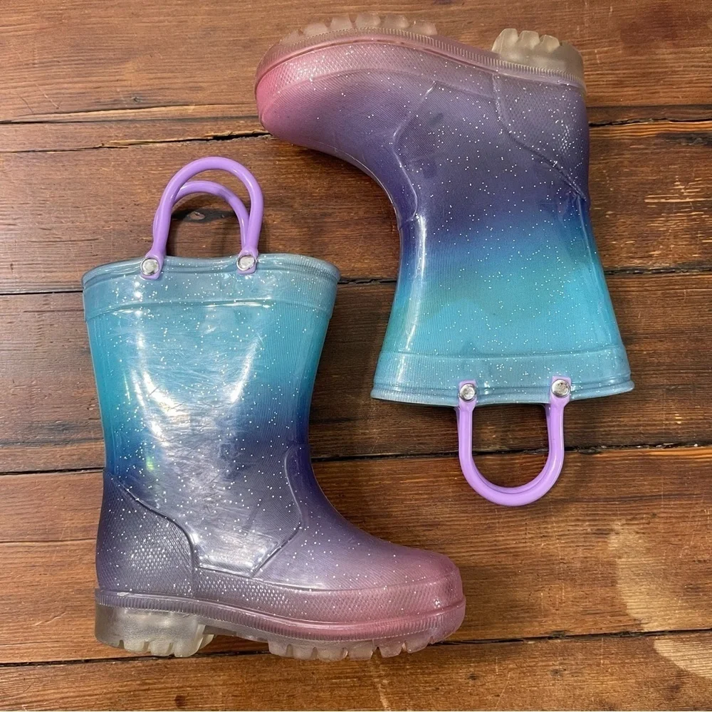 Kids Glittery Ombre Rain Boots